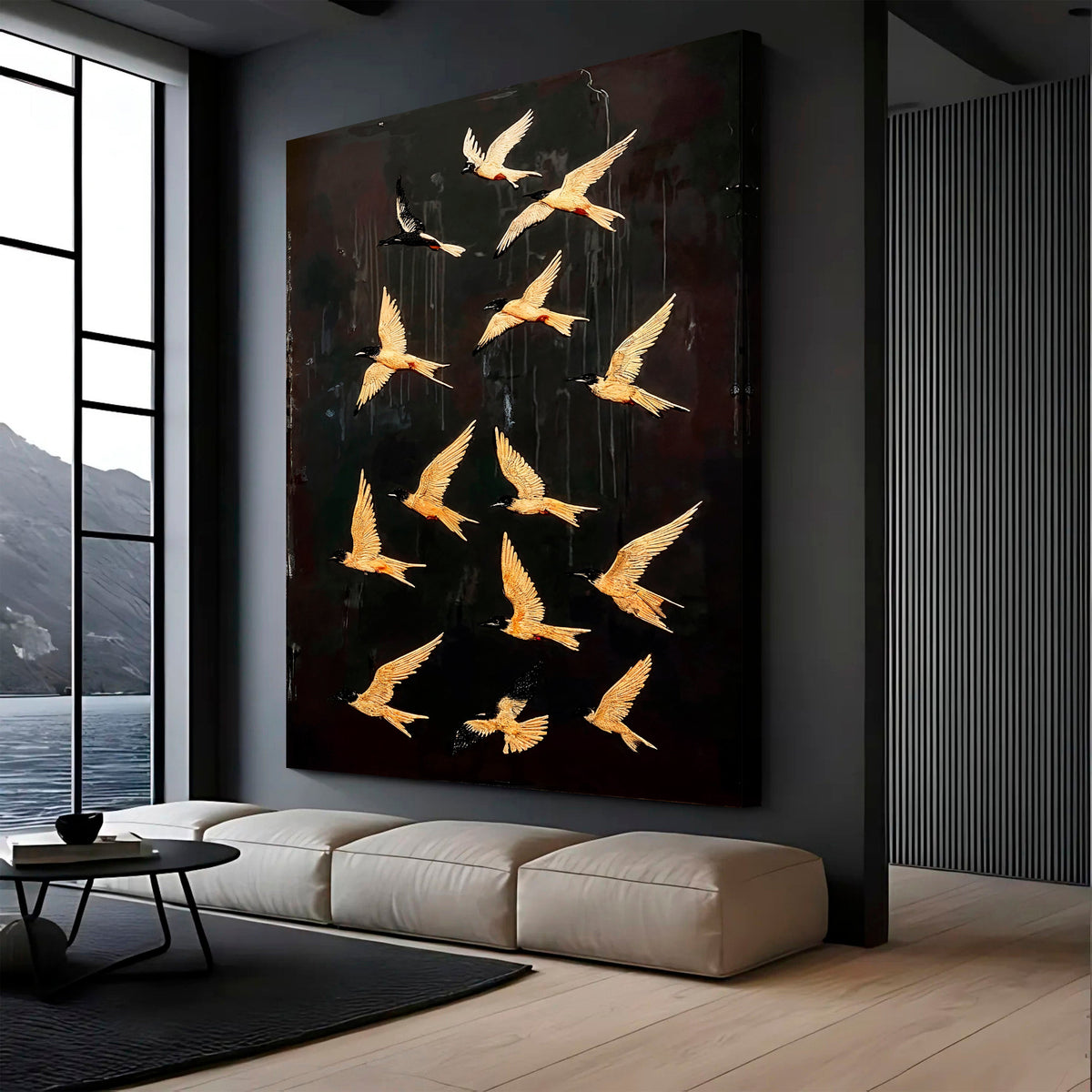Abstract Flying Swallow Canvas Wall Art