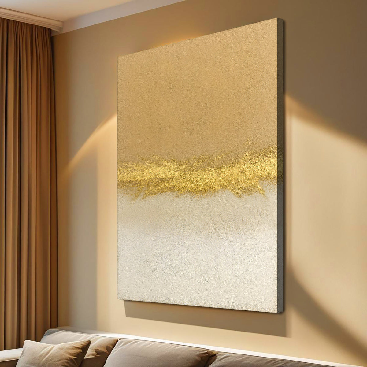 Minimalist White And Gold Canvas Wall Art
