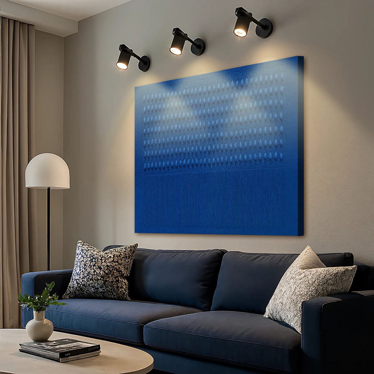 Minimalist Blue Gradient Abstract Canvas Wall Art