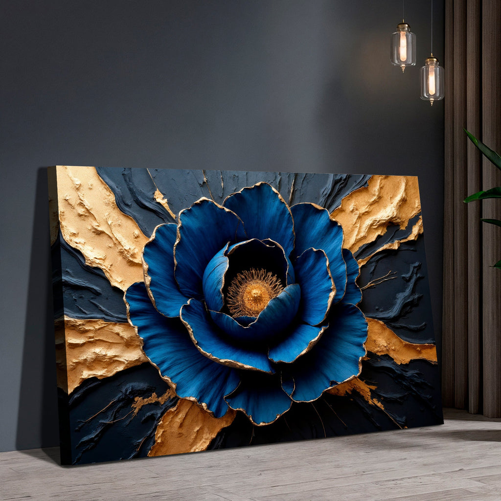 Sapphire Bloom Canvas Wall Art