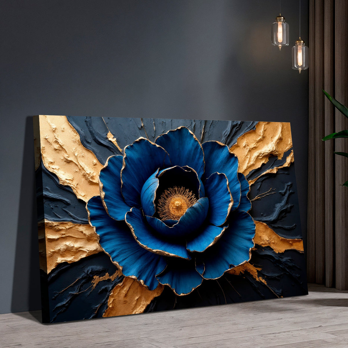 Sapphire Bloom Canvas Wall Art
