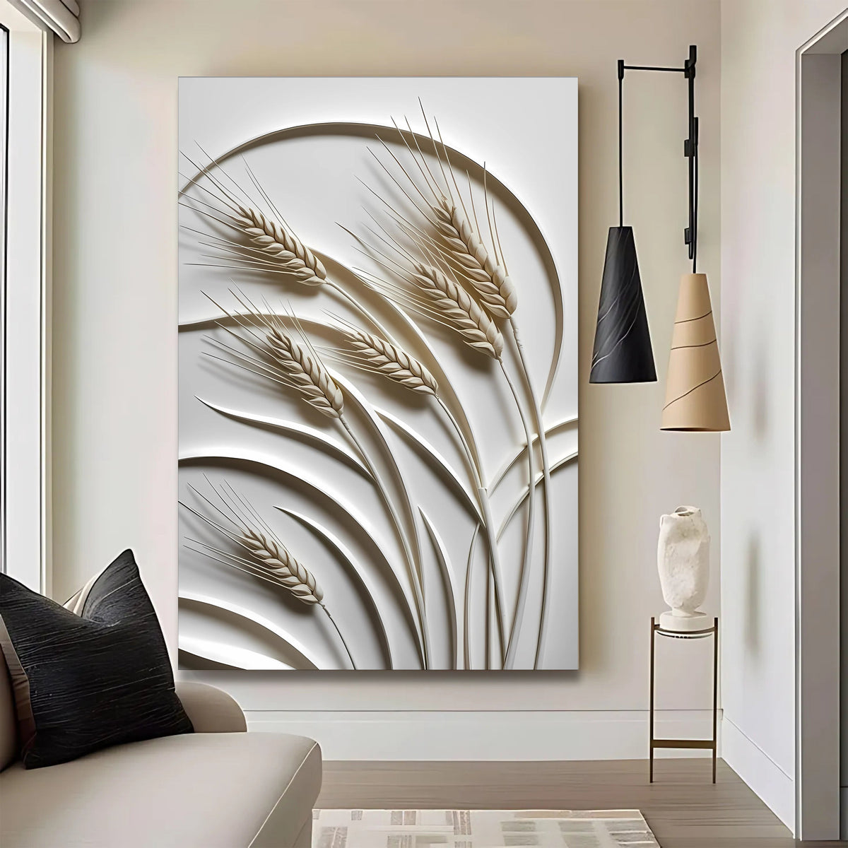 Minimalist Wheat Canvas Wall Art