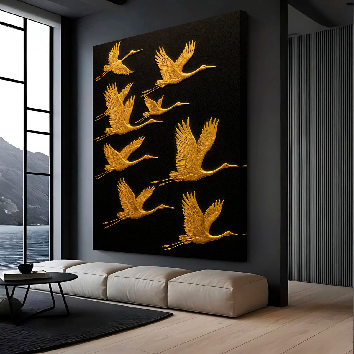 Abstract Sandhill Cranes Canvas Wall Art