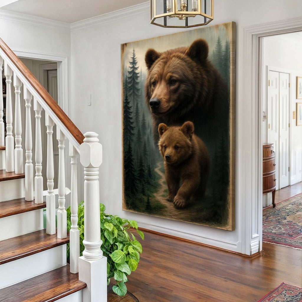 Path of the Wild Kin Bear and Cub Canvas Wall Art