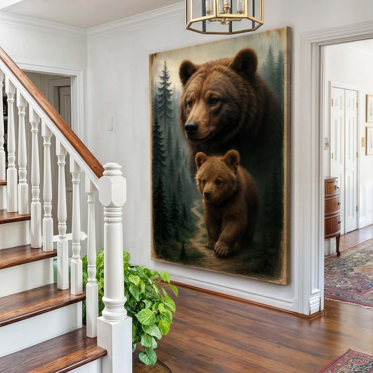 Path of the Wild Kin Bear and Cub Canvas Wall Art