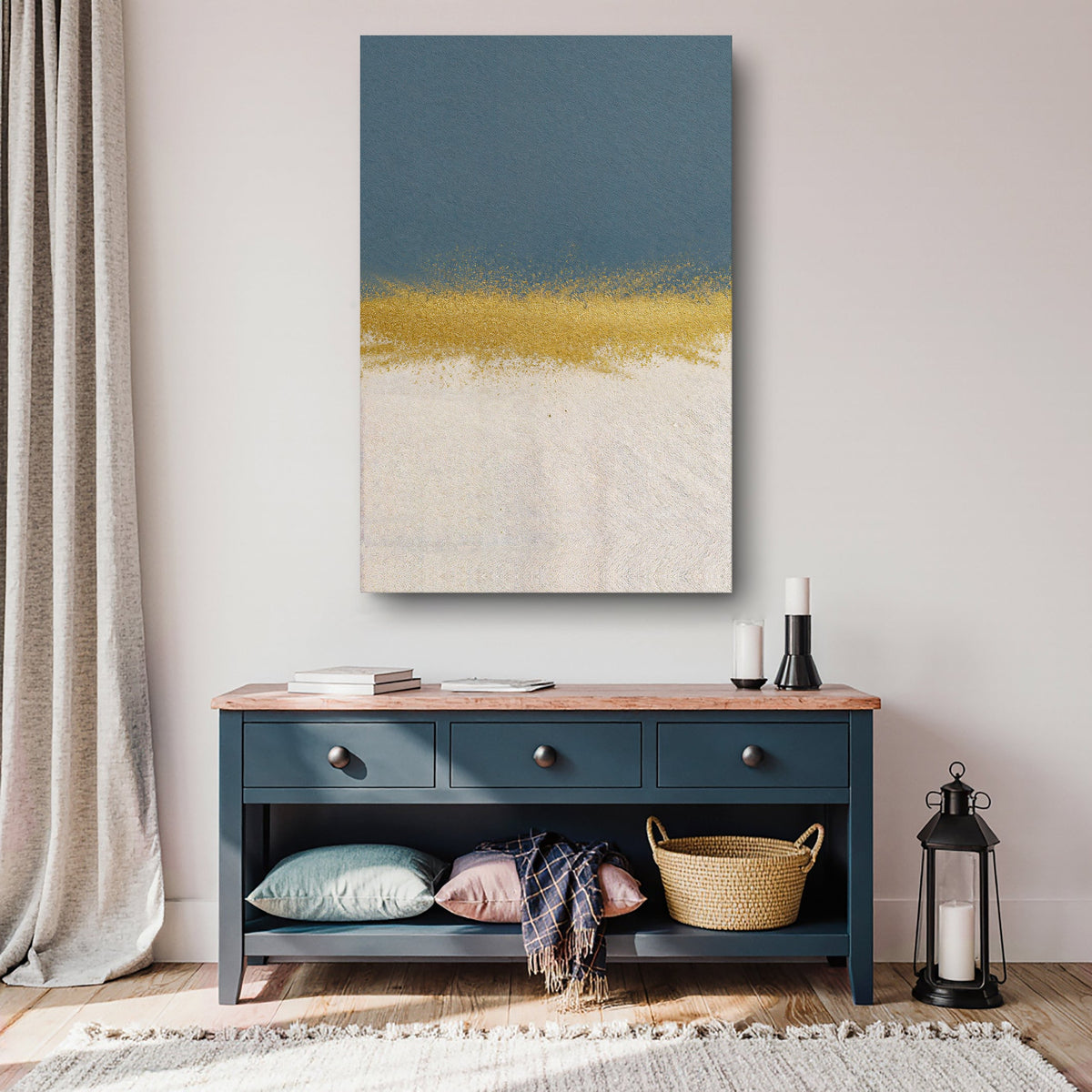 Minimalist Blue and Gold Canvas Wall Art