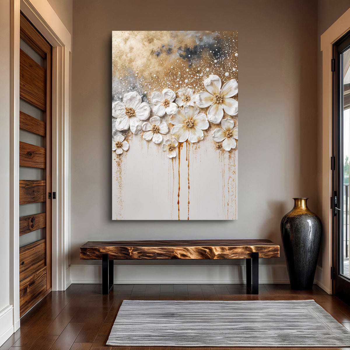 Gold Floral Canvas Wall Art