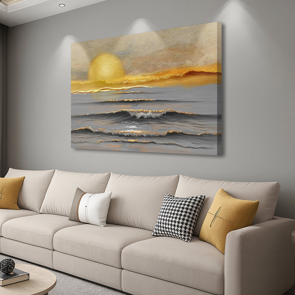Golden Horizon Calm Canvas Wall Art
