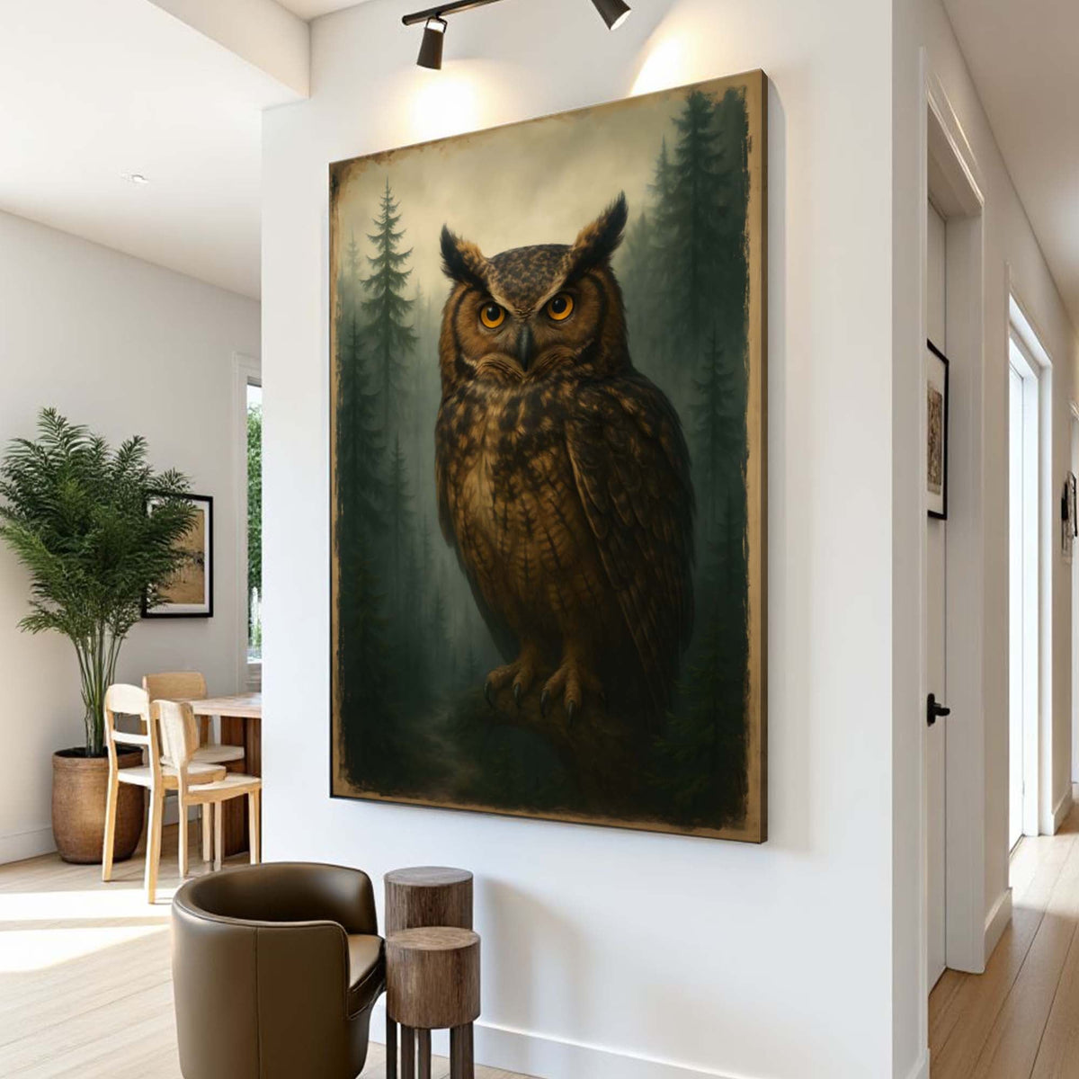 Watcher Of The Woods Owl Canvas Wall Art