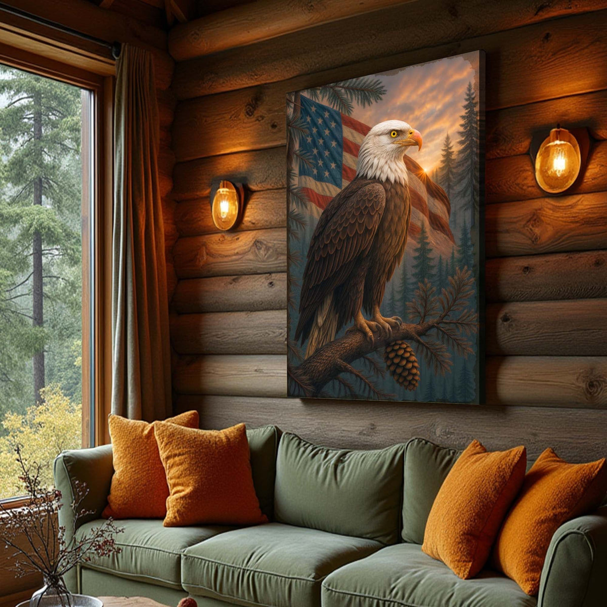 Sentinel of the Pines Eagle Canvas Wall Art