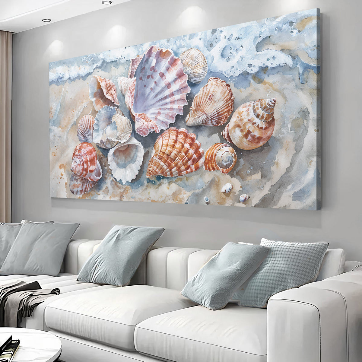 Sea Shells Modern Coastal Canvas Wall Art