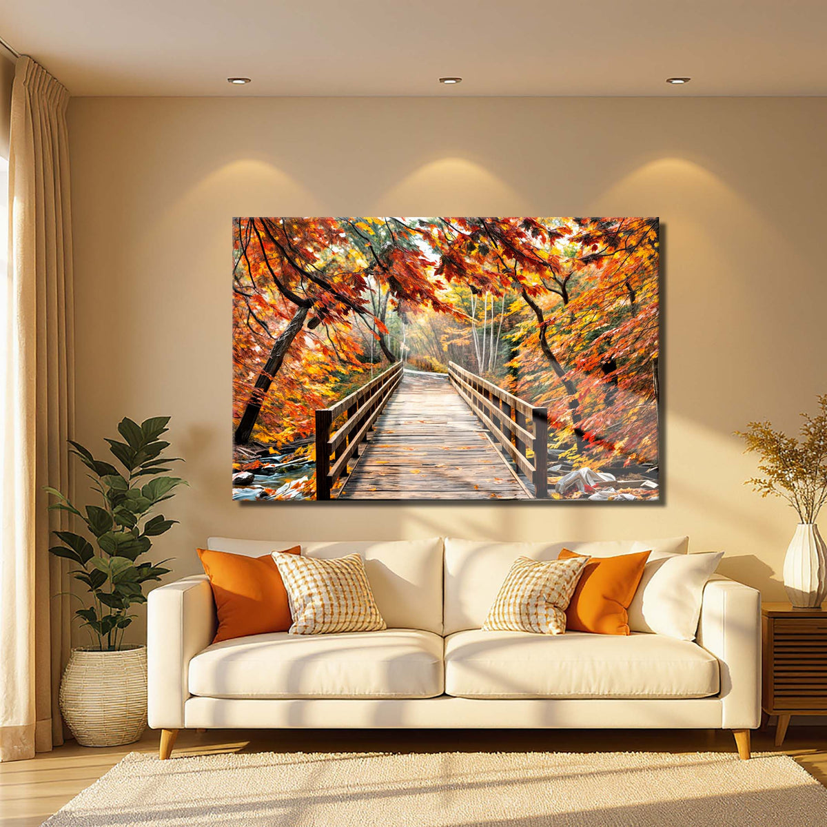 Crossing Autumn Canvas Wall Art