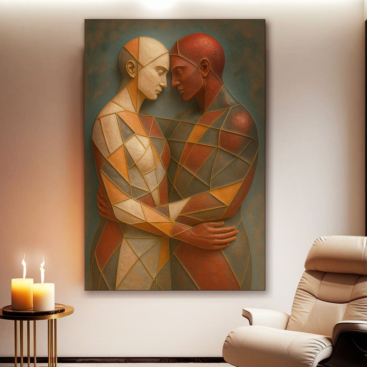 Embrace of Geometry Abstract Canvas Wall Art III