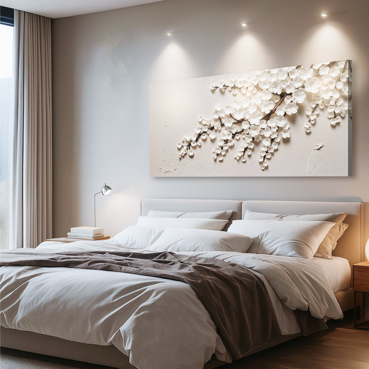 White Cherry Blossom Canvas Wall Art