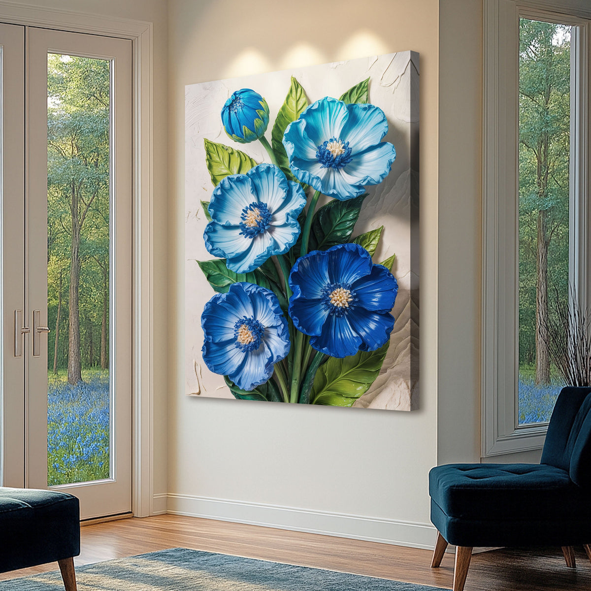 Blue Blossom Bouquet Canvas Wall Art