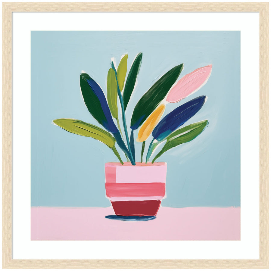 Framed Art Playful Potted Plant Still Life by The Creative Bunch Studio