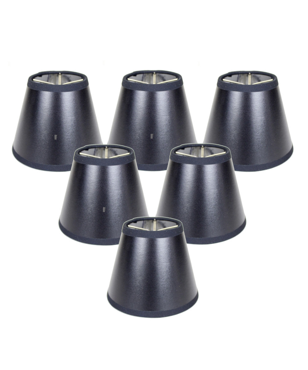 Home Concept Set of 6 Black Parchment Silver-Lined Chandelier Lamp Shade - 5"W x 4" Slant Height