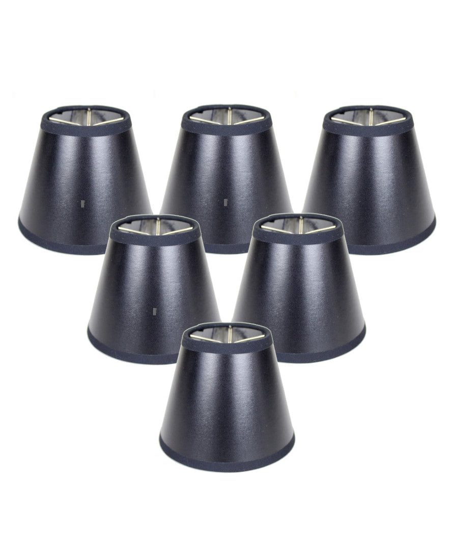 Home Concept Set of 6 Black Parchment Silver-Lined Chandelier Lamp Shade - 5"W x 4" Slant Height