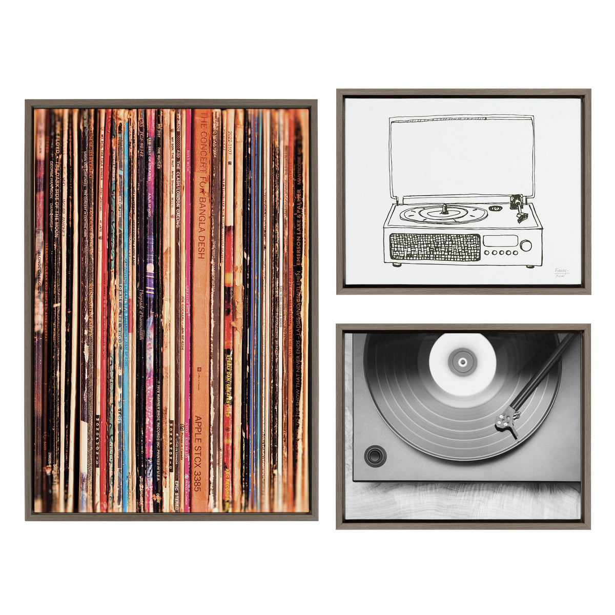 Sylvie Record Player Framed Canvas Set by Various Artists