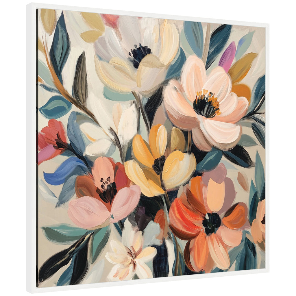 Sylvie Garden Bloom Abstract Bouquet II Framed Canvas by The Creative Bunch Studio