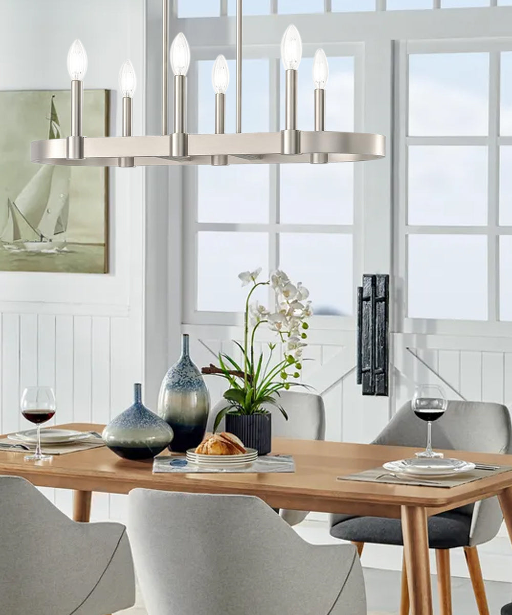 Kichler Brene 28"W 6-light Linear Farmhouse Chandelier Brushed Nickel Finish