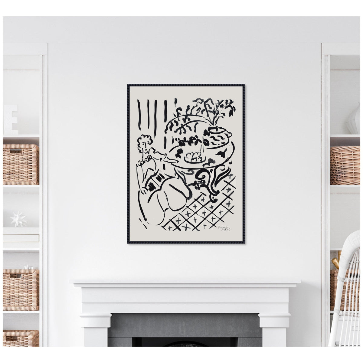Fille assise a table 1947 Henri Matisse by Nostalgia Prints Framed Canvas Wall Art Print