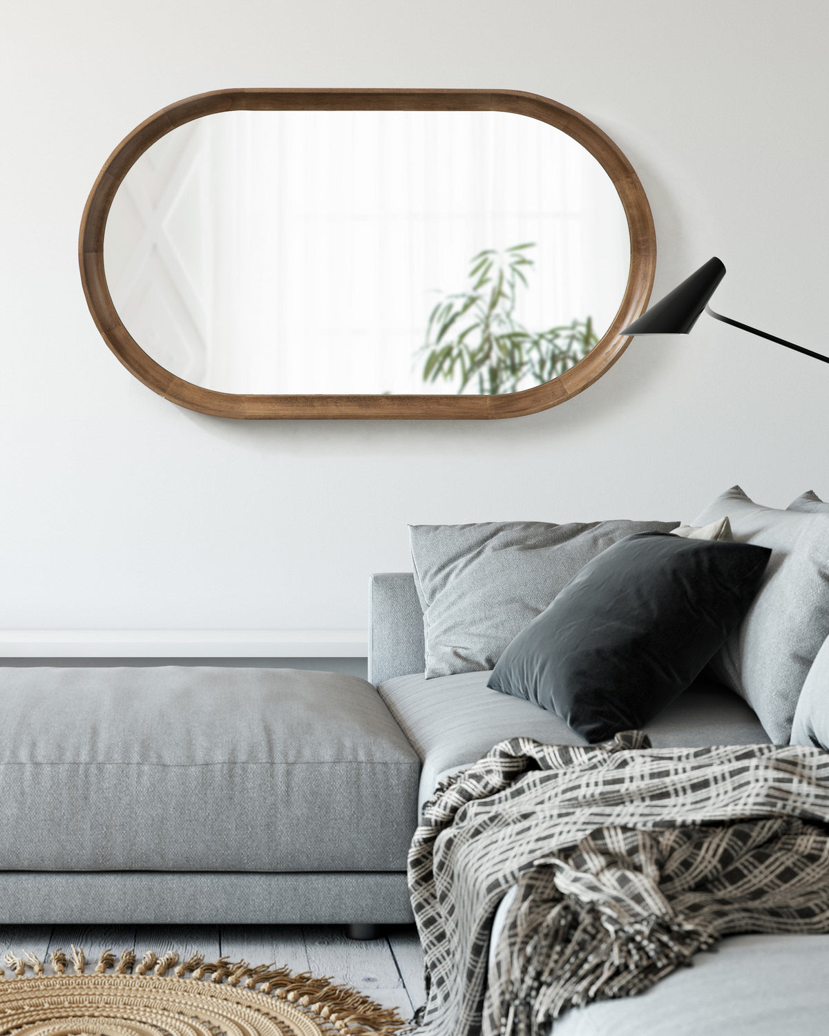 Hatherleigh Capsule Wood-Frame Wall Mirror