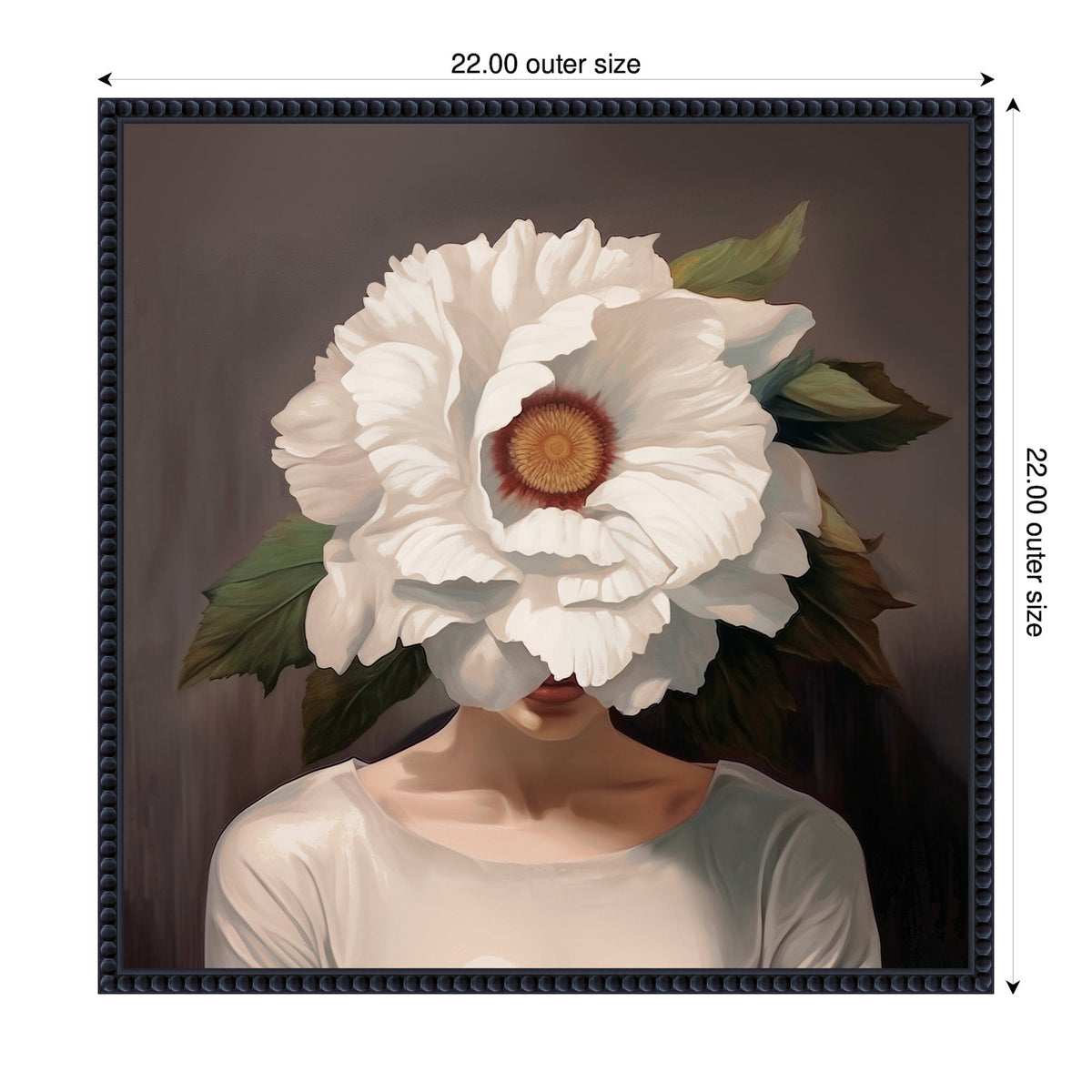 Sylvie White Flower Woman Portrait Framed Canvas by The Creative Bunch Studio