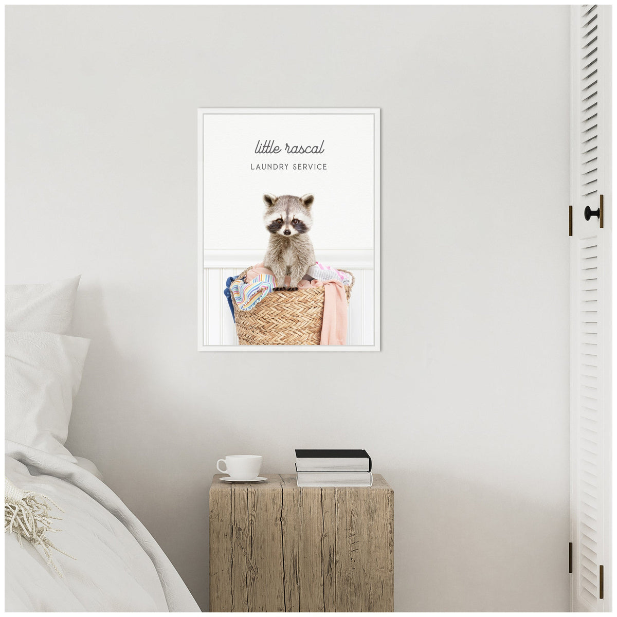 Sylvie Raccoon Little Rascal Laundry Service Framed Canvas by Amy Peterson