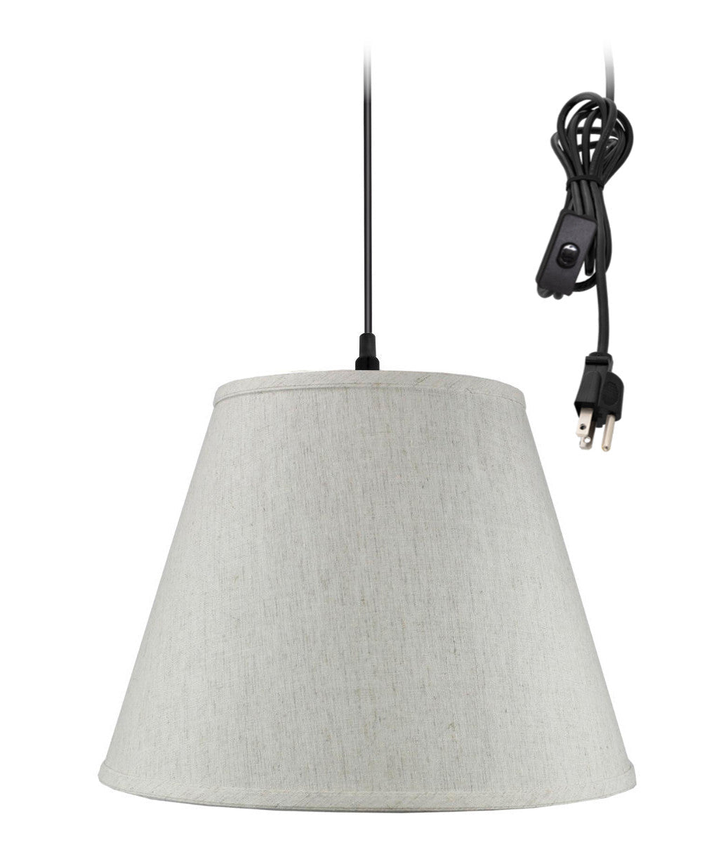 Home Concept 1-Light Plug-In Swag Pendant Light Textured Oatmeal Shade Black Cord - 16"W