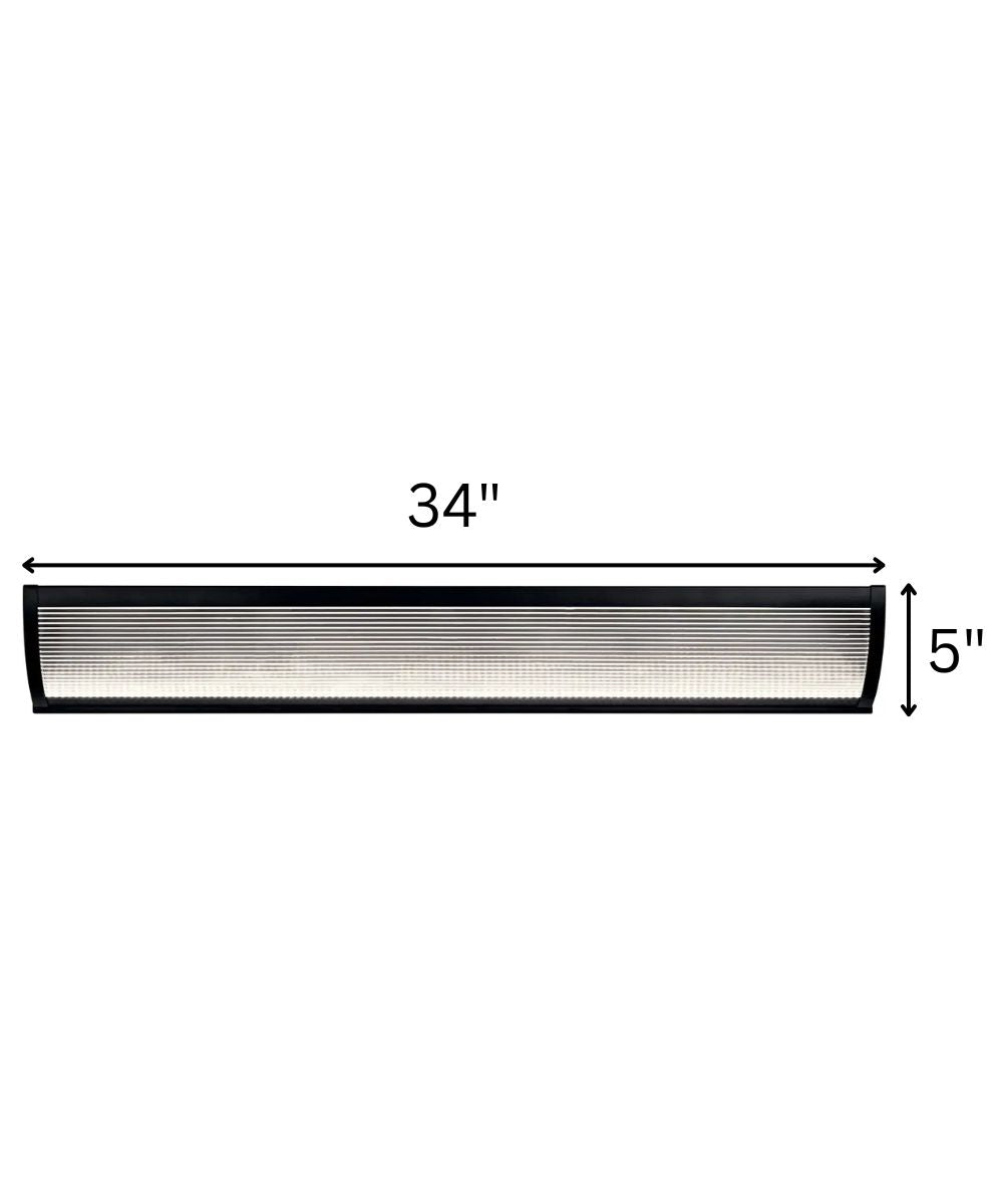 Kichler Roone 34"W 1-Light LED Bathroom Vanity Light Matte Black Finish, Clear Ribbed Shade
