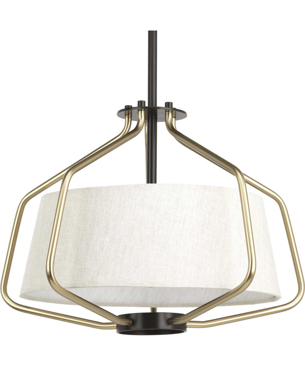 Progress Lighting Hangar 2-Light 16"w Semi-Flush Mount/Pendant Light Convertible Light Fixture Antique Bronze