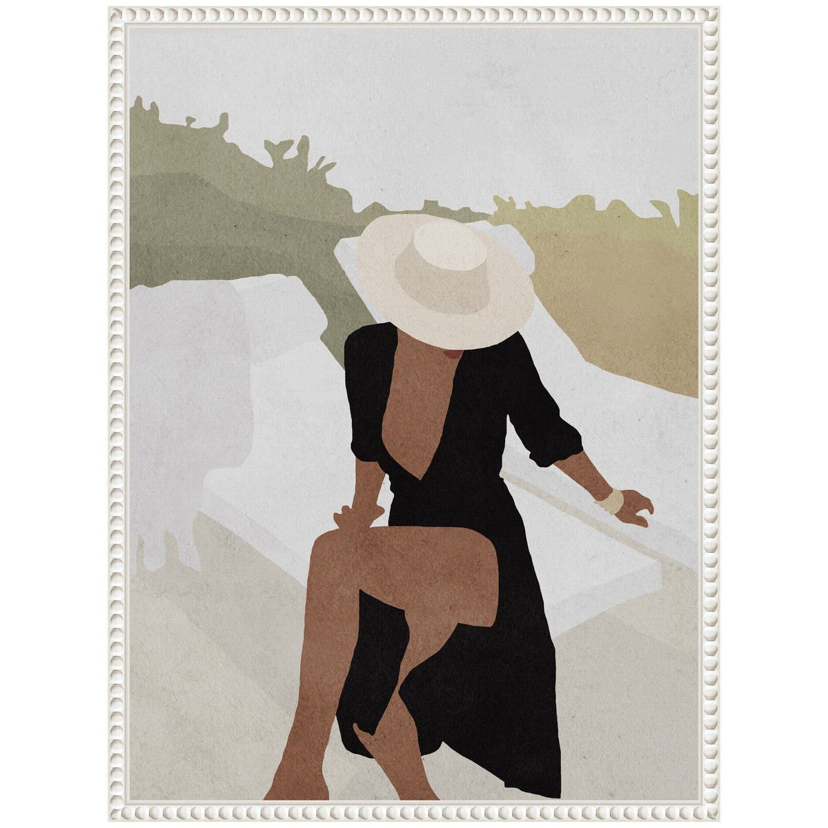 Sylvie Elegant Woman in Hat Framed Canvas by July Art Prints