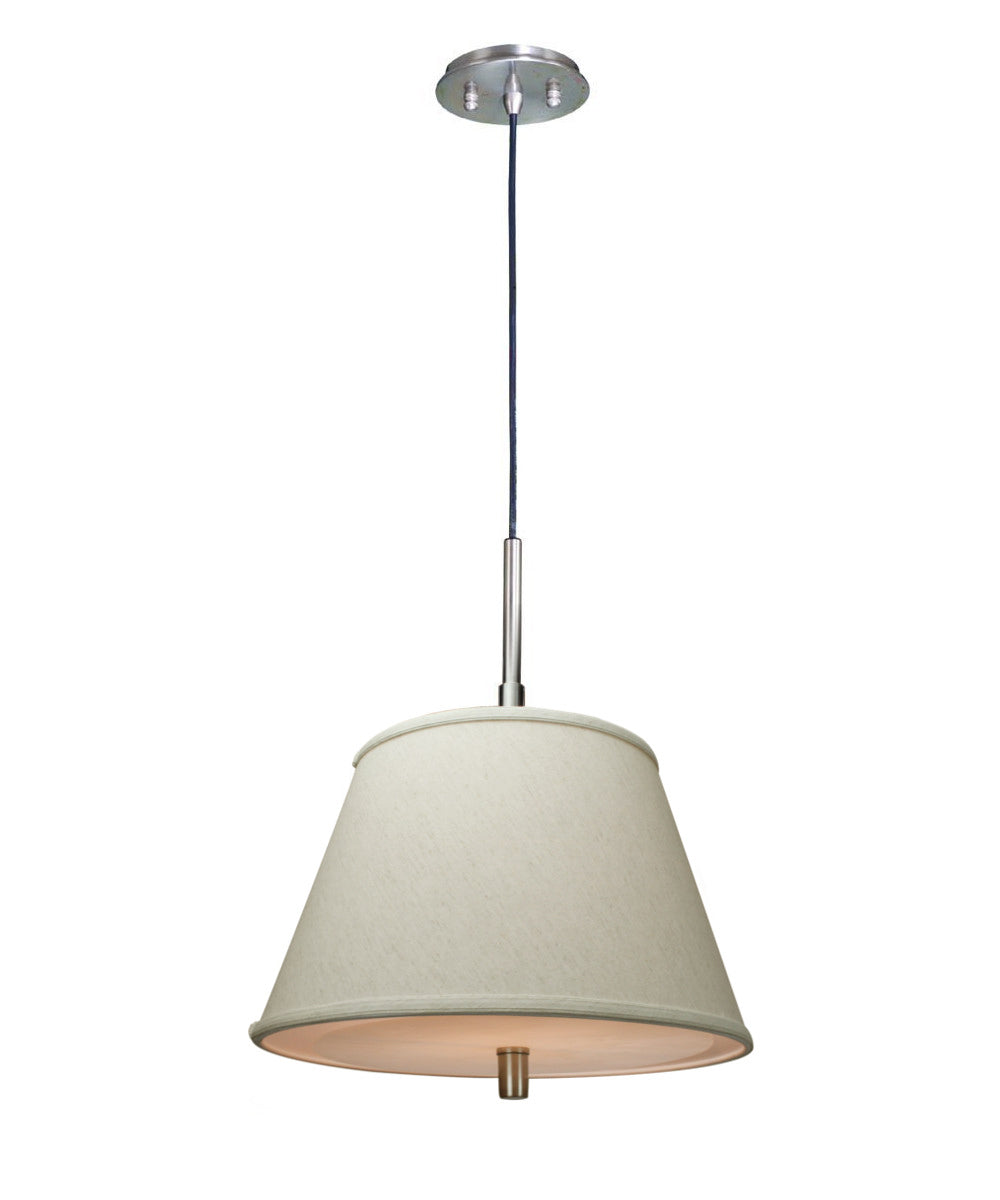 Laura Ashley Hardwired Pendant Light, Satin Nickel, Textured Oatmeal Slotted Empire Shade with Diffuser, 16"W