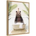 Sylvie Bear and Weasel in Palms Bathtub Framed Canvas by Amy Peterson