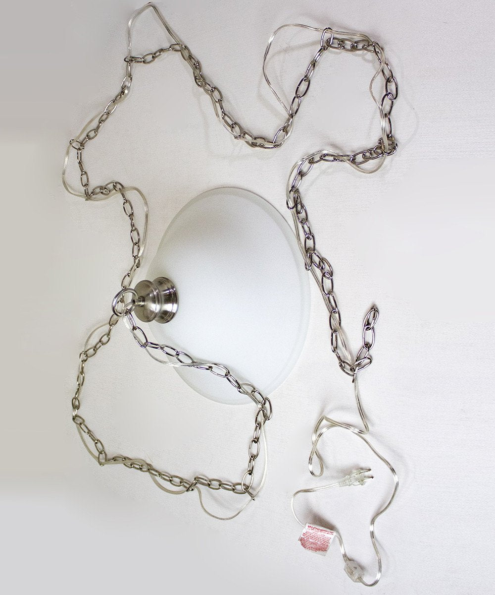 Entertainer Plug-In Swag Pendant Light, Milky White Glass, Polished Nickel Finish, 16"W