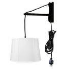 Home Concept MAST Plug-In Wall-Mount Pendant Light 1-Light Black Cord/Arm Drum White Shade - 12"W