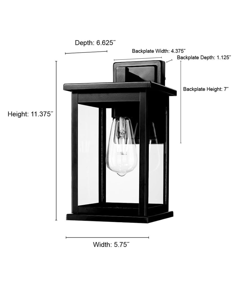 Bowton II Outdoor Wall Light - Dusk to Dawn Matte Black Finish with Glass Shade by Millennium Lighting - 11"H
