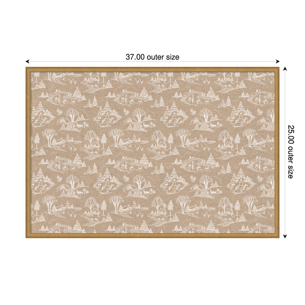 Kate and Laurel Framed Fabric Pinboard Wonderland White Toile