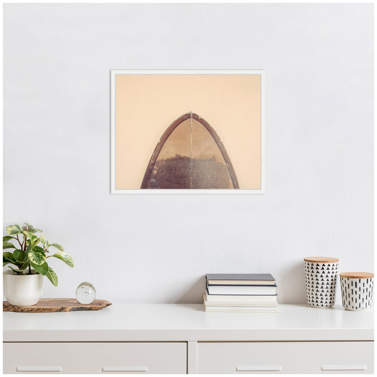 Sylvie Abstract Minimalist Coastal Retro Surfboard Framed Canvas by Saint and Sailor Studios