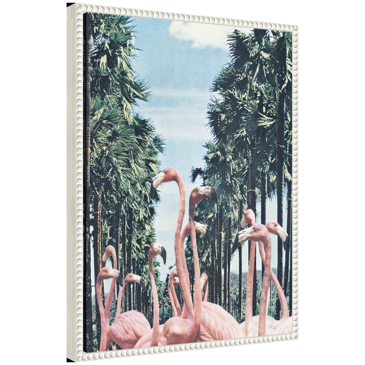 Sylvie Palm Trees and Flamingos Framed Canvas by Sarah Eisenlohr