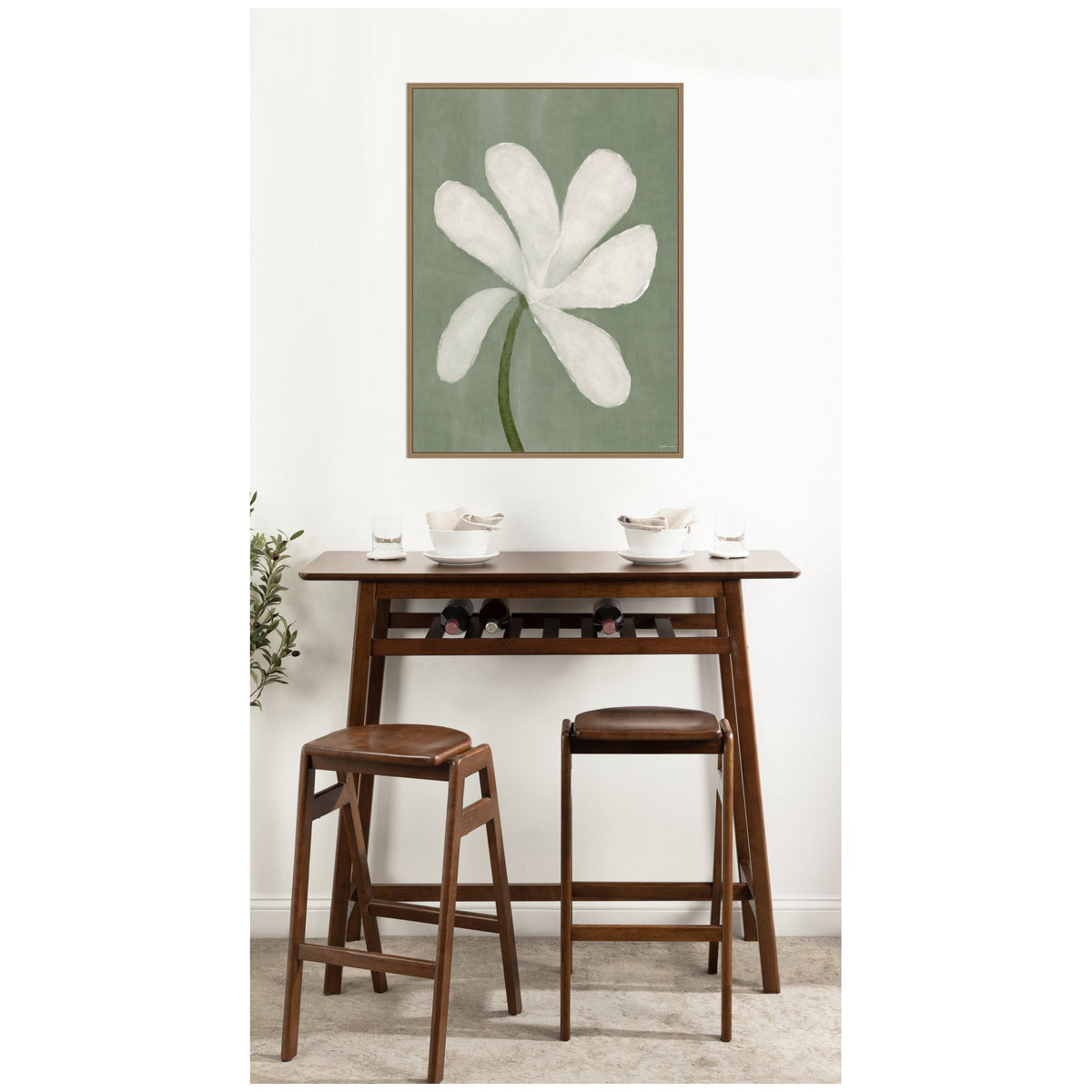 White Floral by Gabrielly Guedes Framed Canvas Wall Art Print
