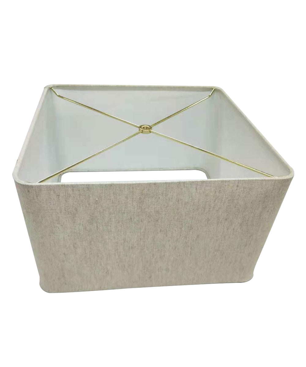 Home Concept Rounded Corner Premiere Hardback Shallow Square Drum Lamp Shade Textured Oatmeal - 16" Top x 16" Bottom x 10" Slant Height, Spider Fitter