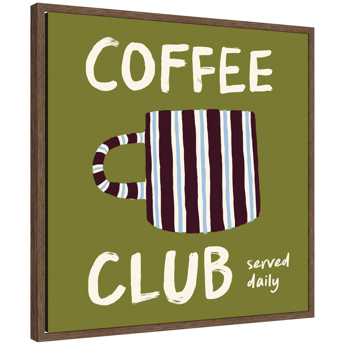 Coffee Club Kitchen Sage Green by Lucky Guava Framed Canvas Wall Art Print