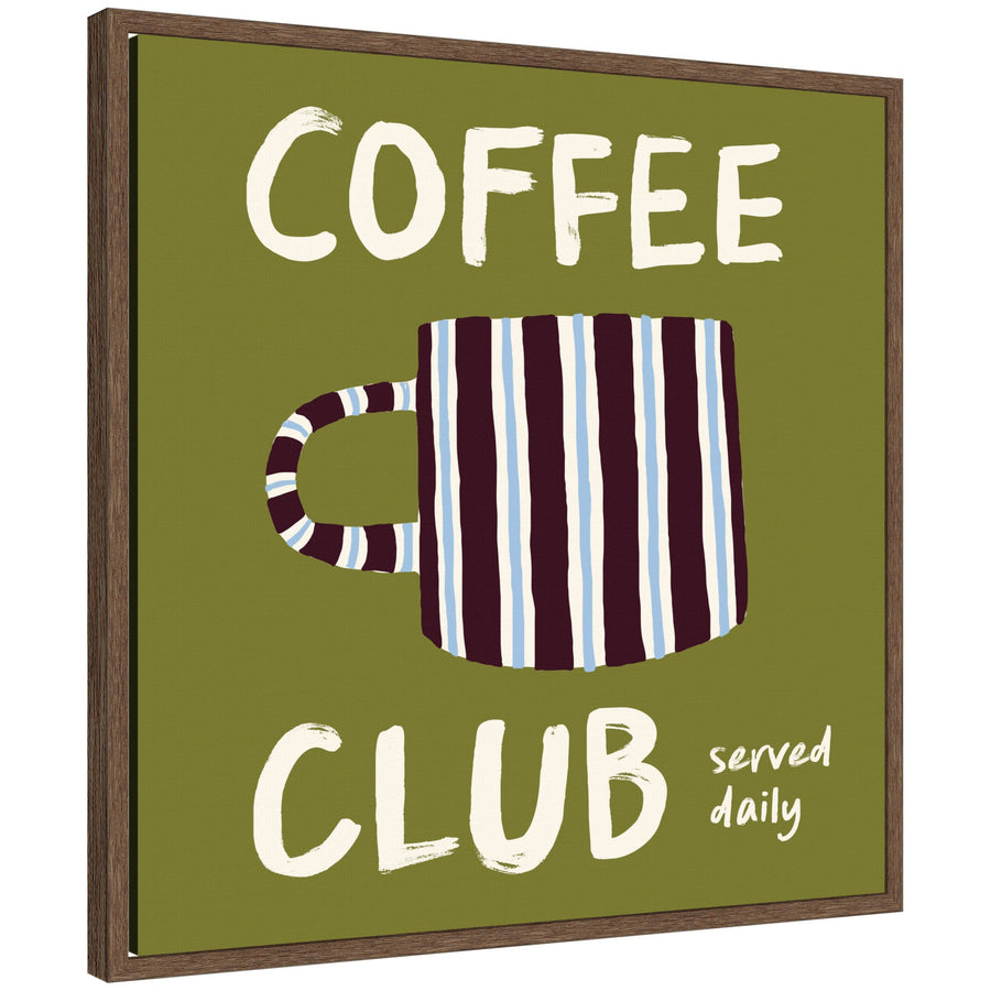 Coffee Club Kitchen Sage Green by Lucky Guava Framed Canvas Wall Art Print
