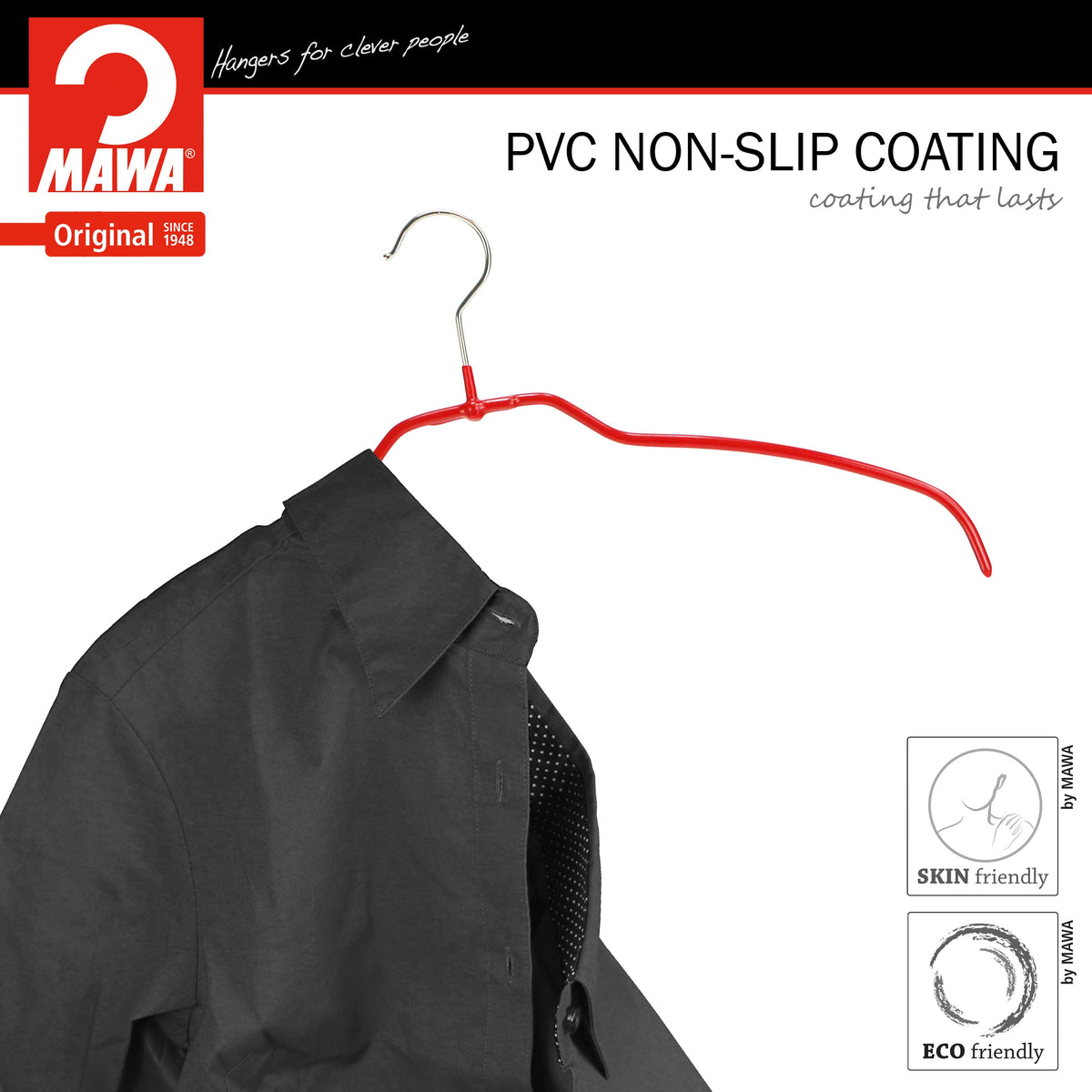 MAWA Silhouette Ultra Thin 42-FT Hanger, New Red