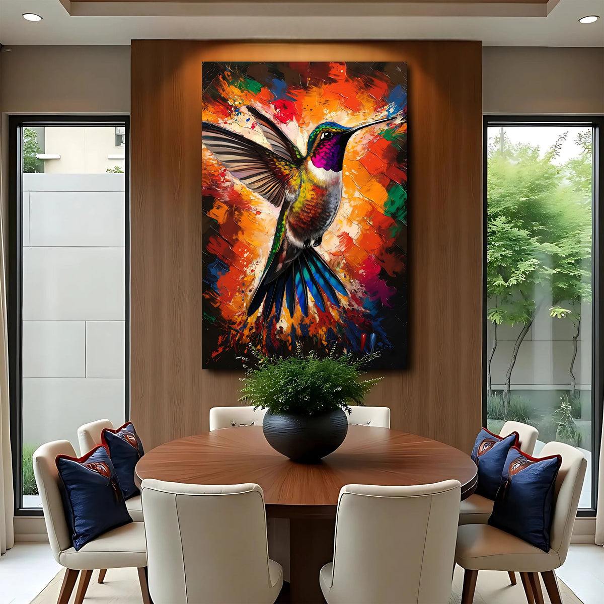 Humming Bird Abstract Canvas Wall Art