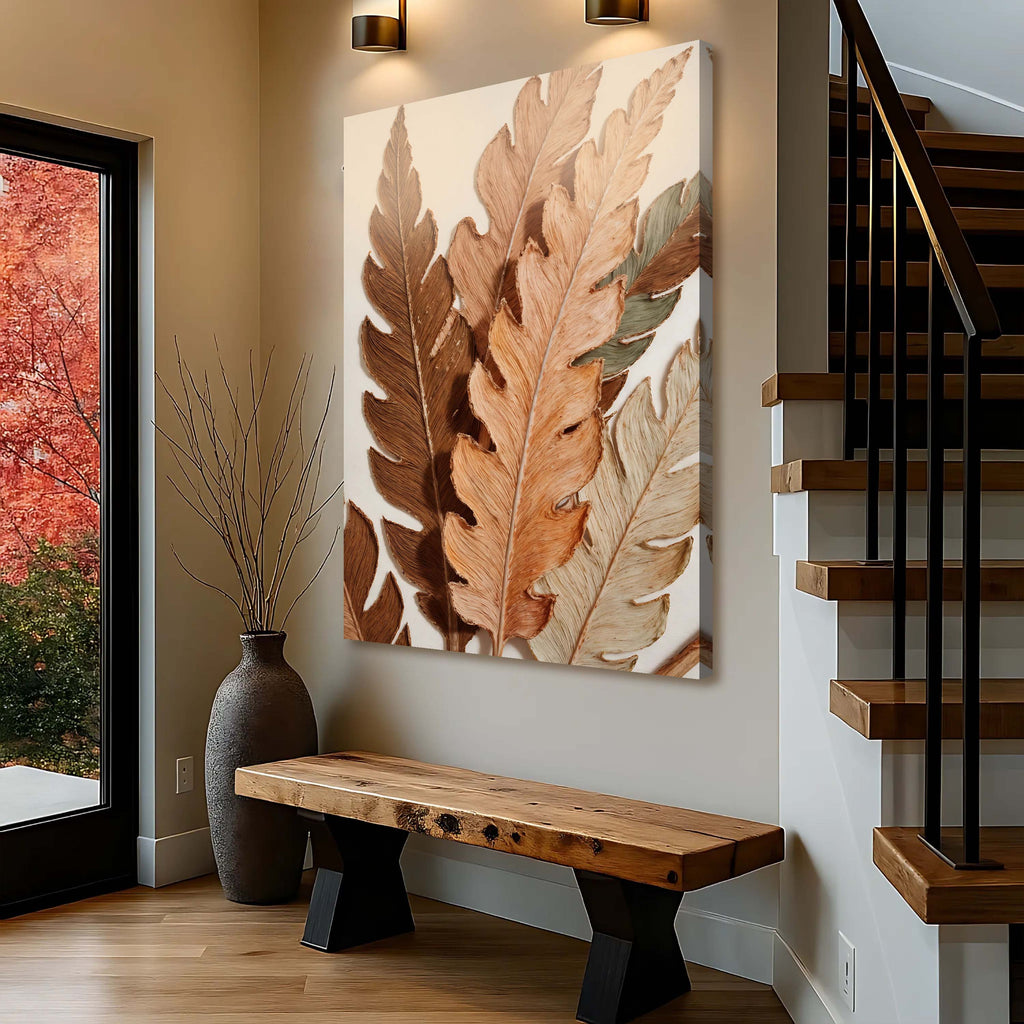 Abstract Autum Leaves Canvas Wall Art