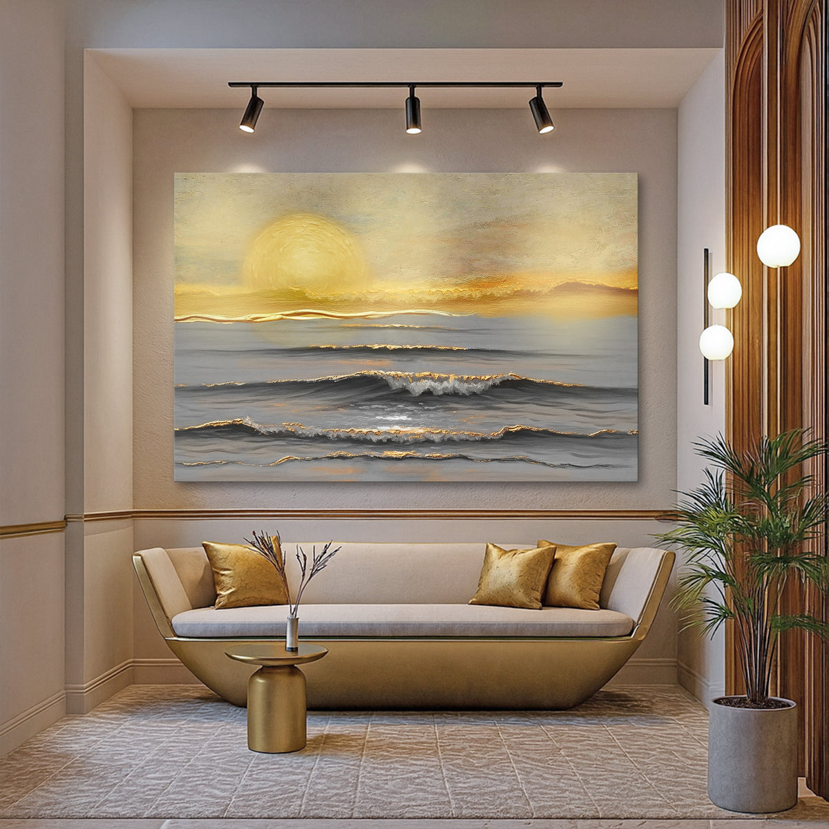 Golden Horizon Calm Canvas Wall Art