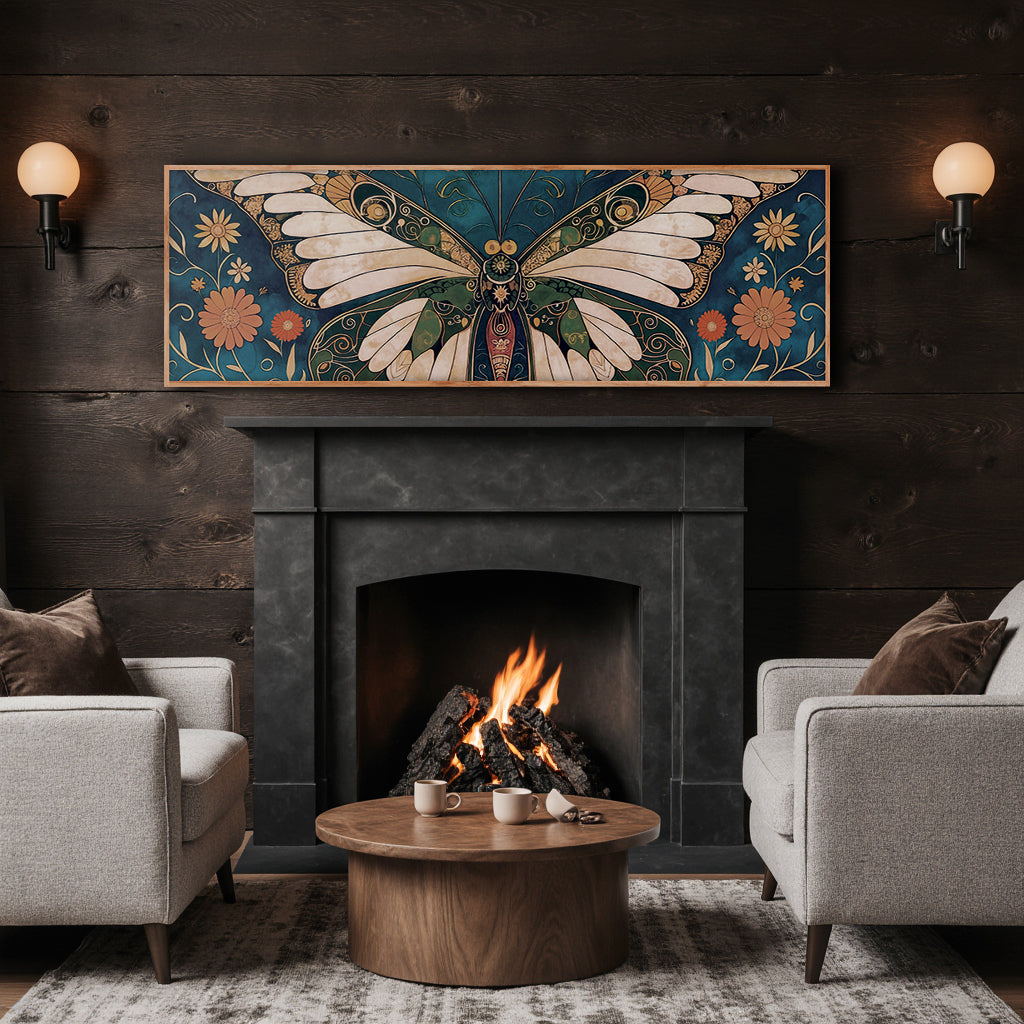 Abstract Vintage Butterfly Canvas Wall Art